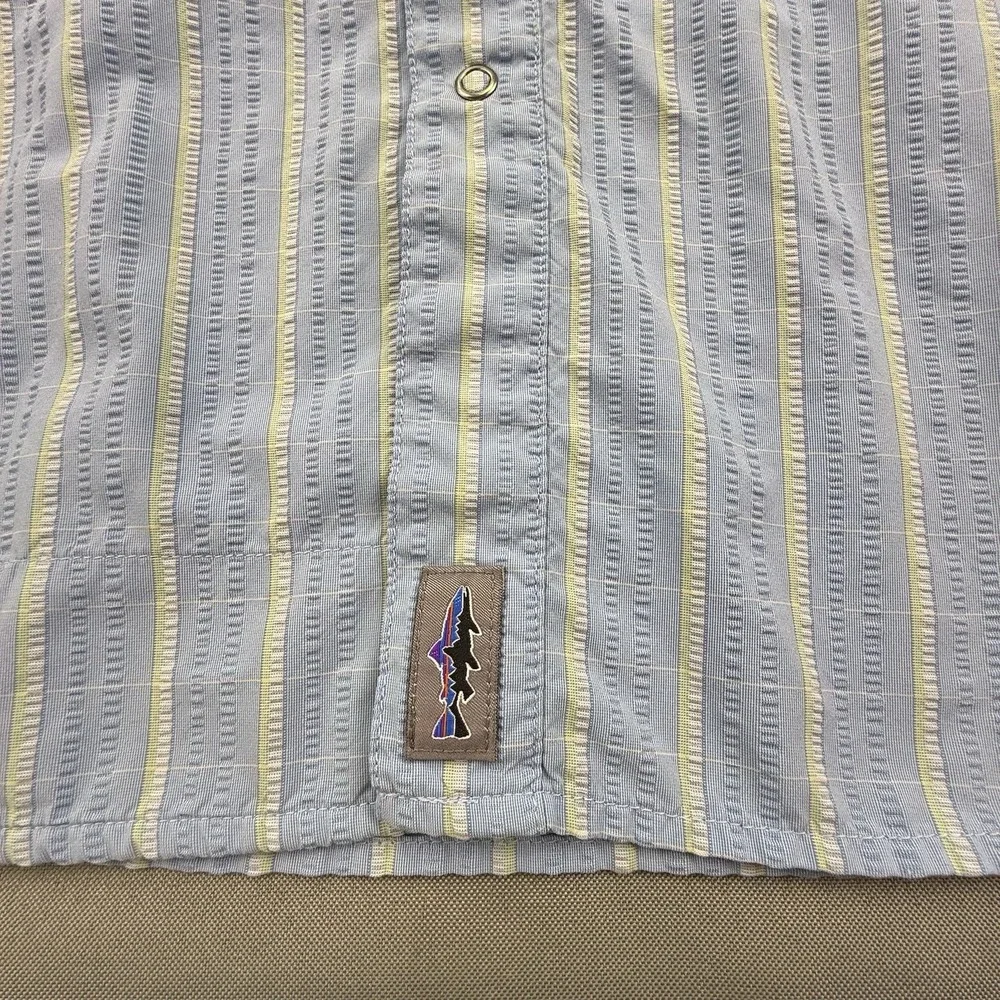 Patagonia Fishing Shirt‎ Mens XL Blue White Long Sleeve Zip Pockets Outdoors